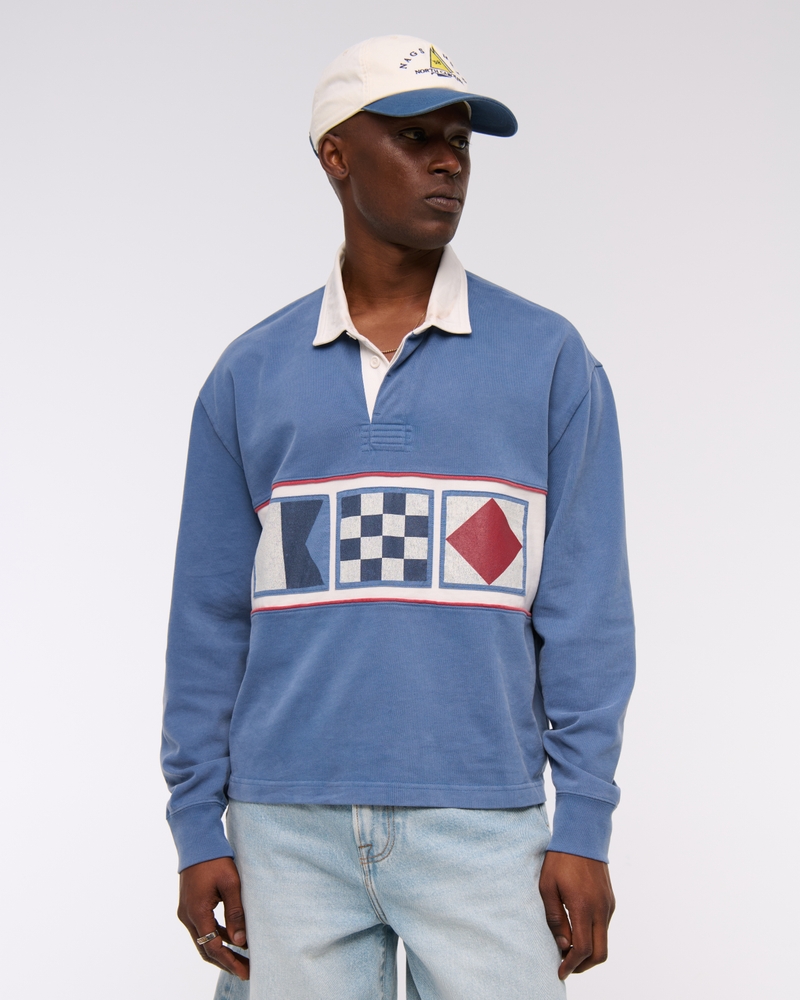 Long-Sleeve Cropped Rugby Polo