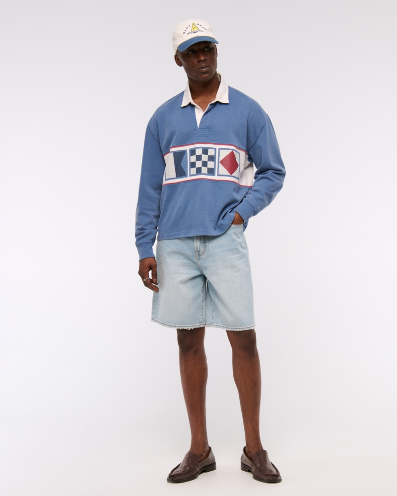 Long-Sleeve Cropped Rugby Polo