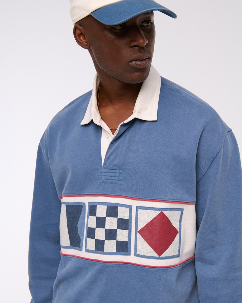 Long-Sleeve Cropped Rugby Polo