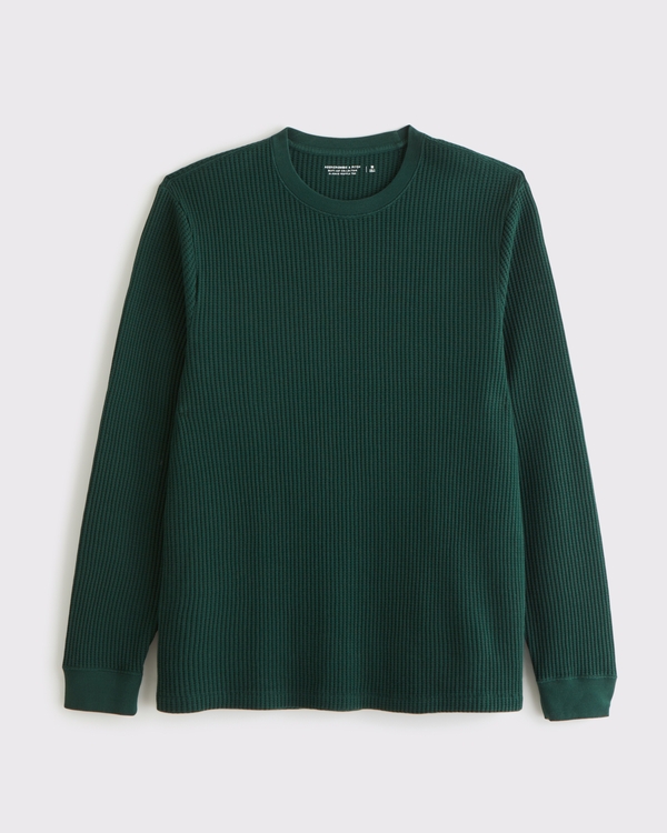 Long-Sleeve Classic Waffle Tee, Dark Forest view 1