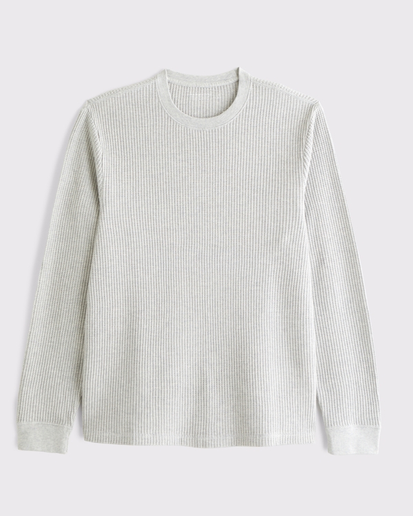 Long-Sleeve Classic Waffle Tee, Light Heather Gray view 1