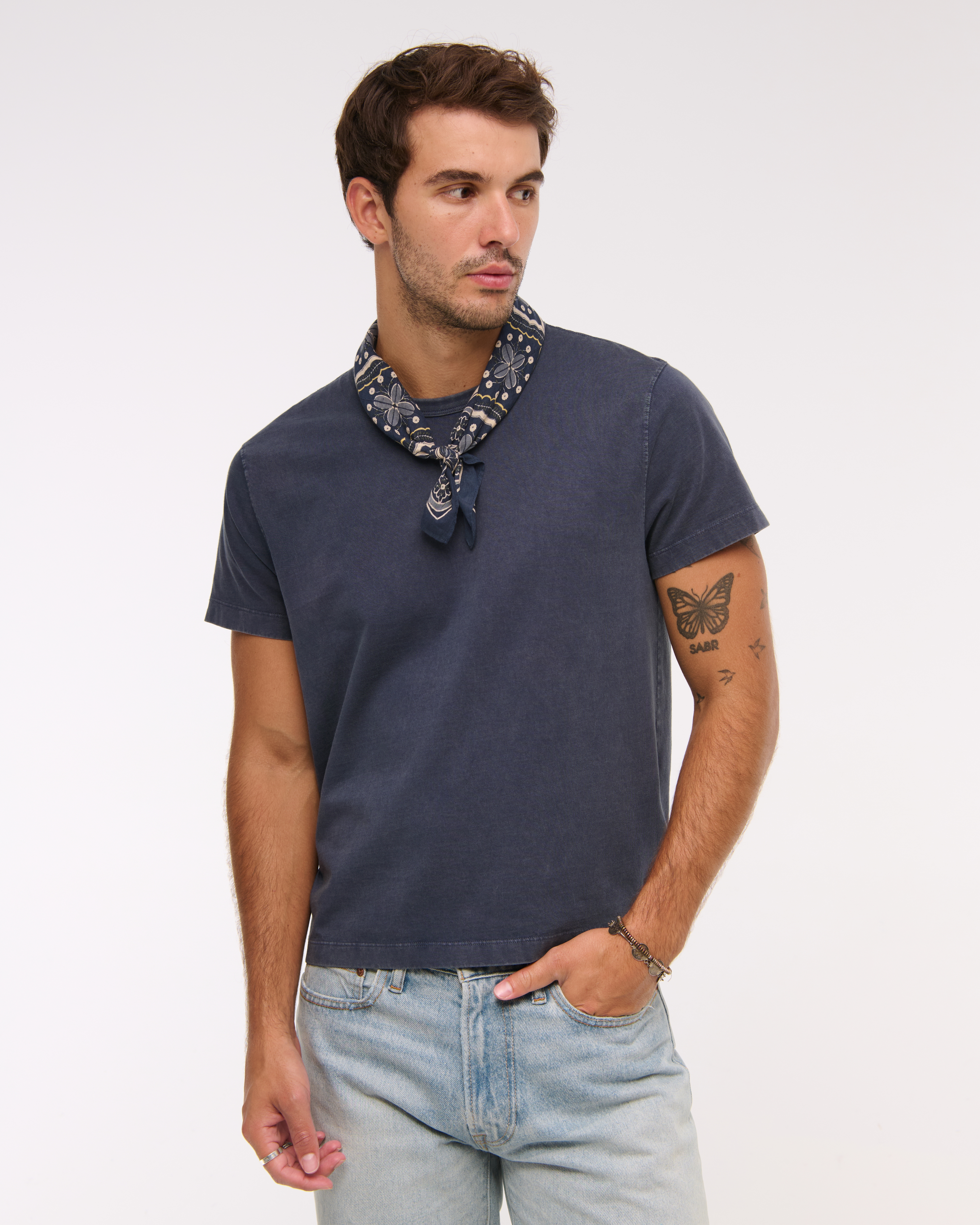 Abercrombie & Fitch Classic Polished Cropped Tee In Blue