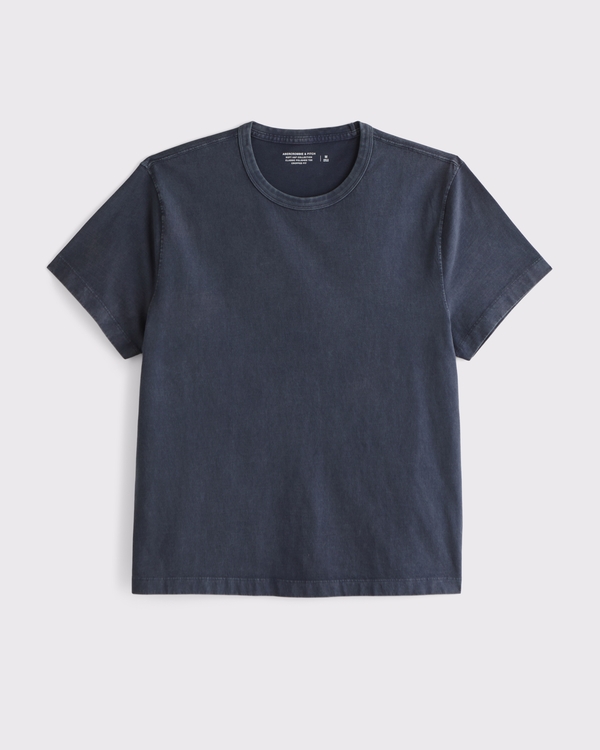 Classic Polished Cropped Tee, Navy Wash view 1