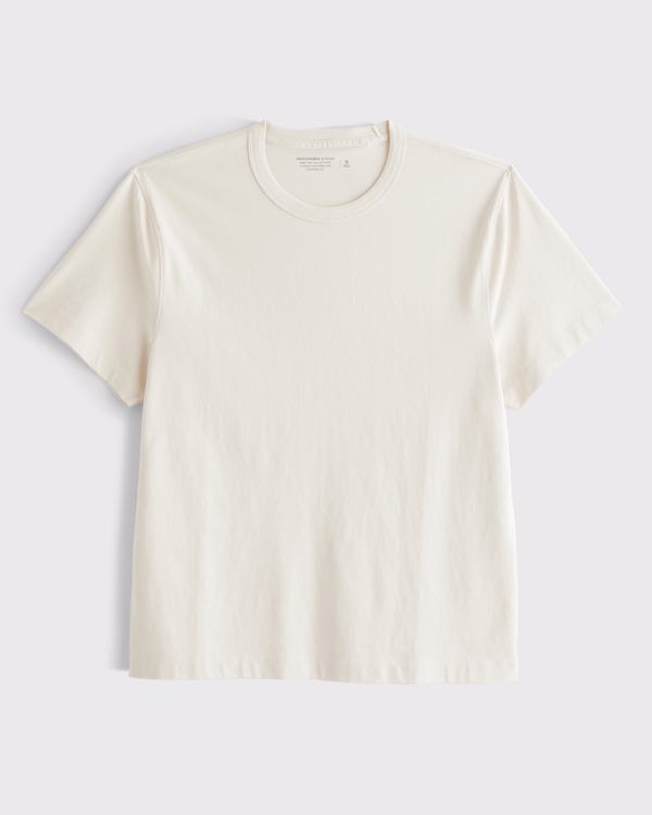 Classic Polished Cropped Tee, Cream view 1