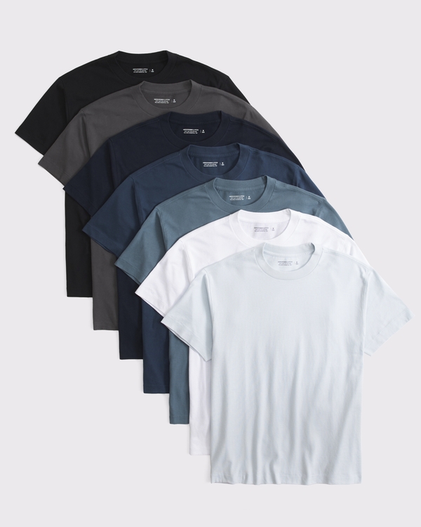 7-Pack Relaxed Essential Tees, Light Blue Multipack view 1