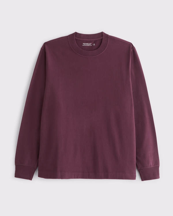 Long-Sleeve Premium Heavyweight 2.0 Tee, Deep Plum view 1
