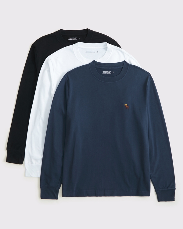 3-Pack Long-Sleeve Premium Heavyweight 2.0 Icon Tee, Sapphire view 1
