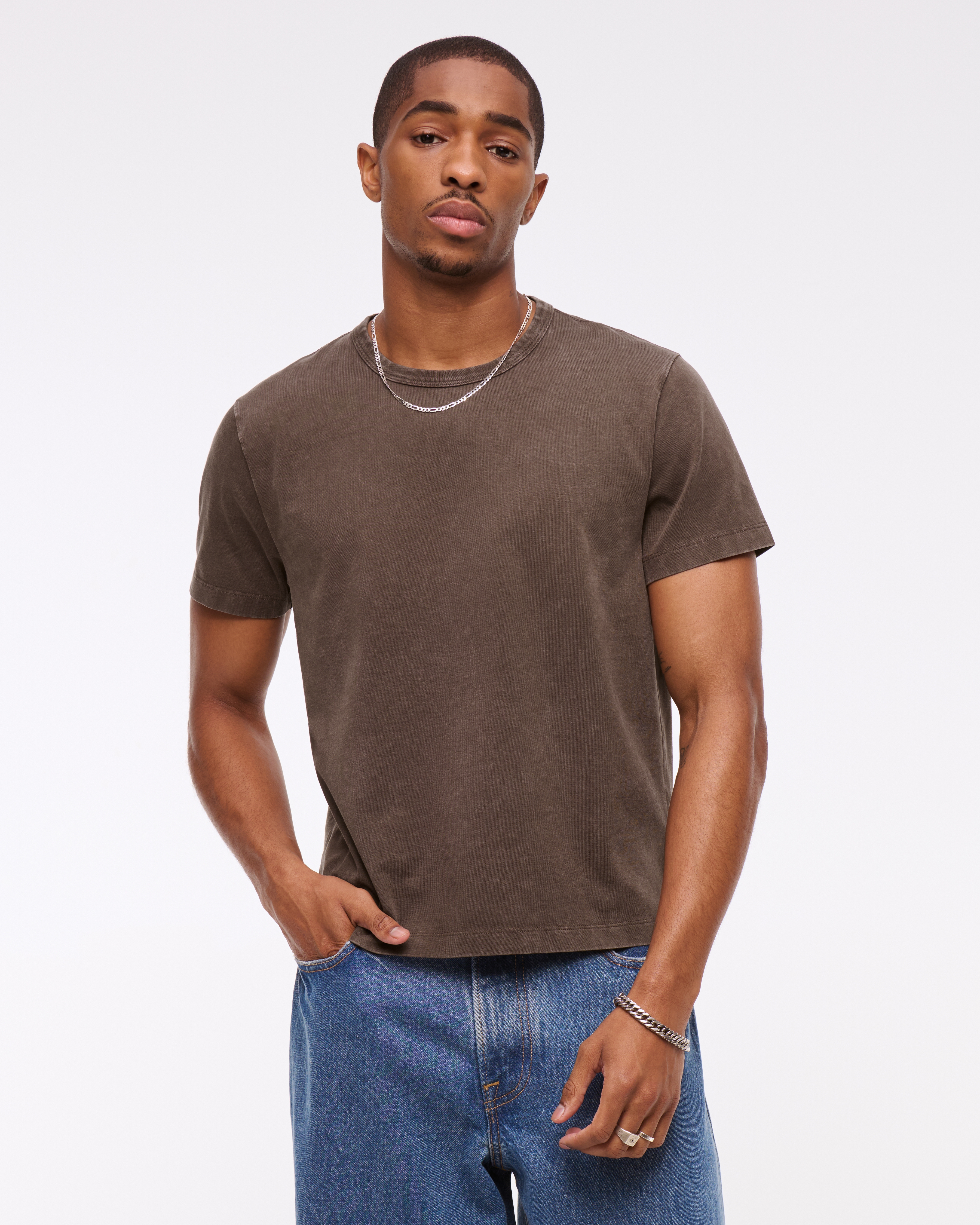 Abercrombie & Fitch Classic Polished Cropped Tee In Brown