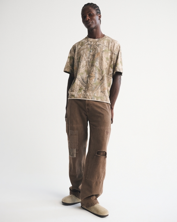 Vintage-Inspired Cropped Tee, Light Brown Camo view 2