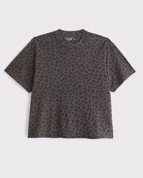 Vintage-Inspired Cropped Tee, Grey Leopard view 1
