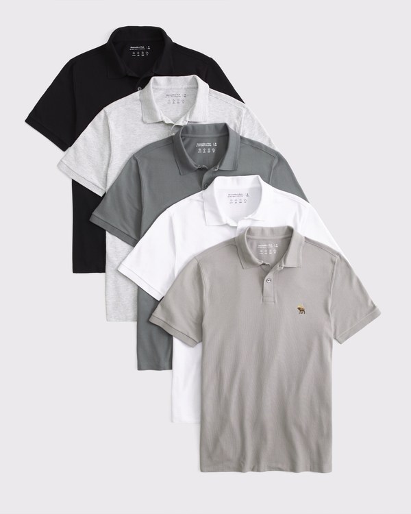 5-Pack Polished Signature Icon Polos, Gray Multipack view 1