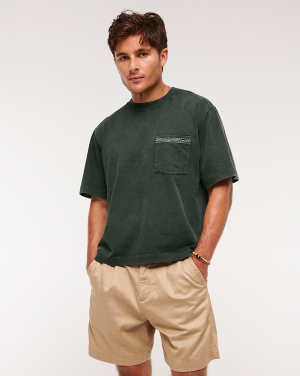 Premium Heavyweight Cropped Tee, Moss view 1