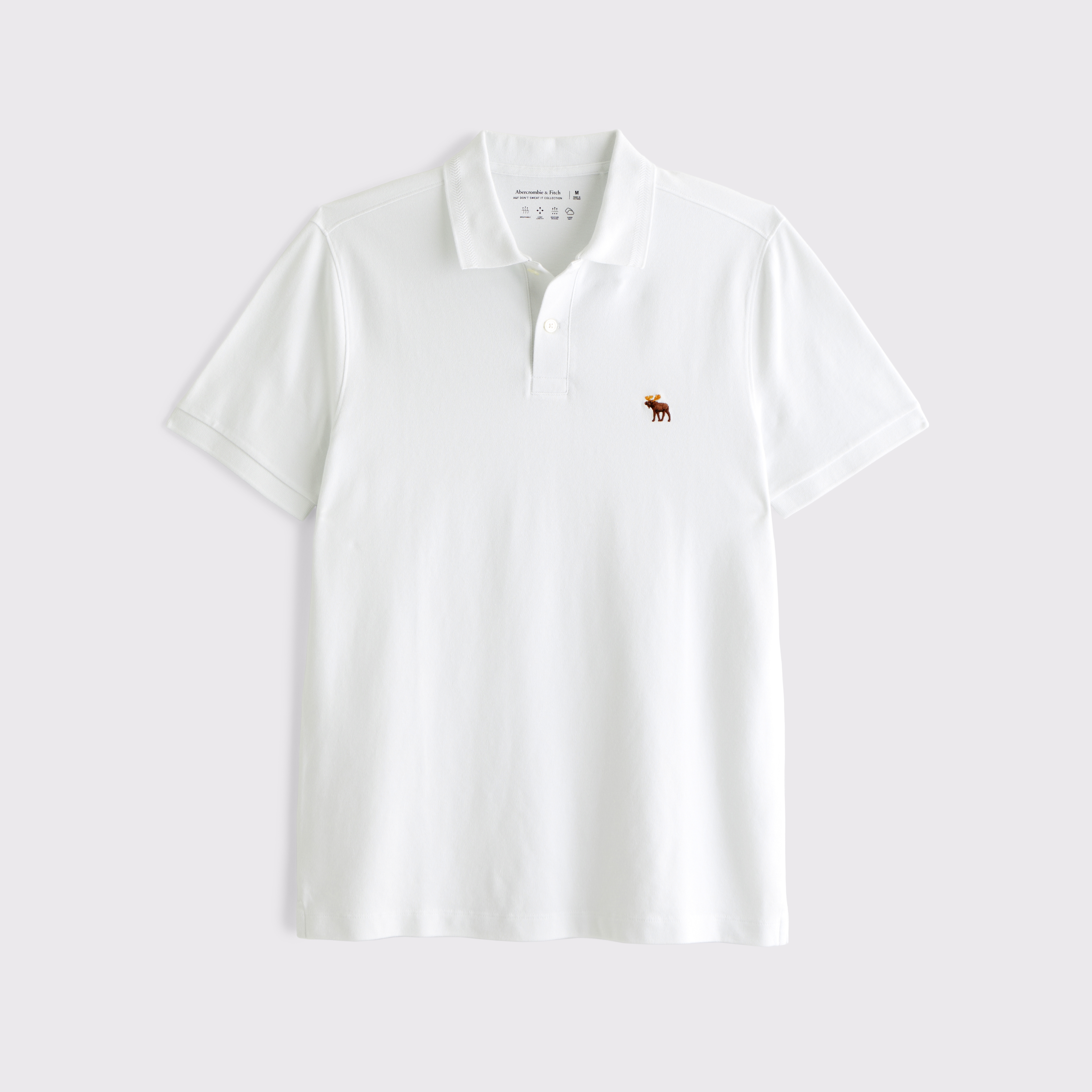 Abercrombie & Fitch Signature Icon Don't Sweat It Polo In White