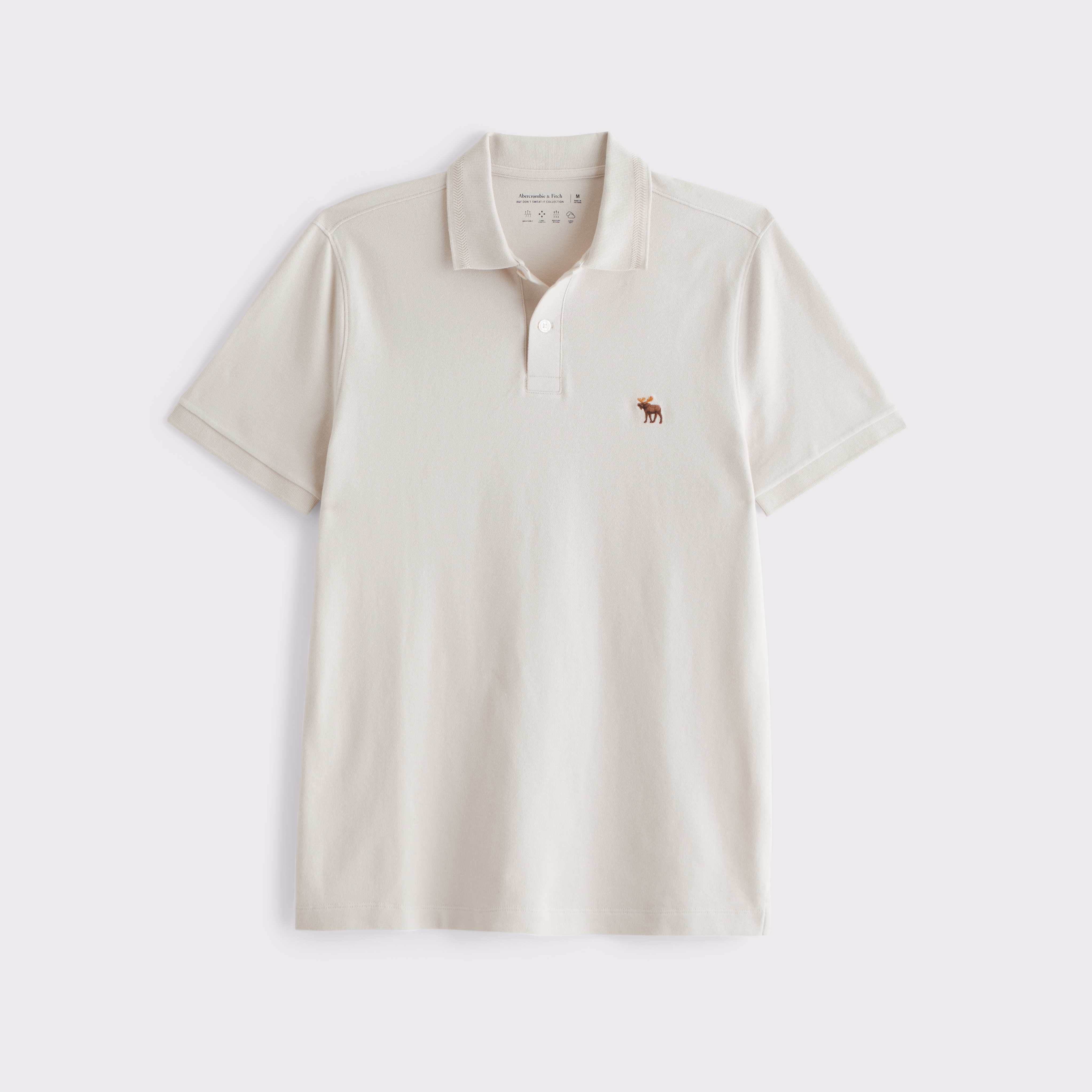 Abercrombie & Fitch Signature Icon Don't Sweat It Polo In Neutral