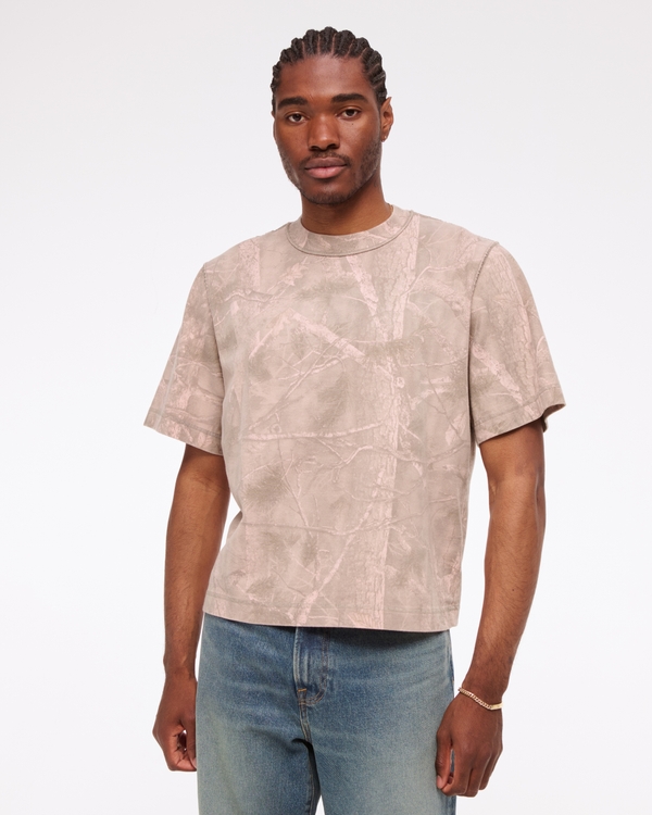 Premium Heavyweight Cropped Tee, Light Pink Camo view 2