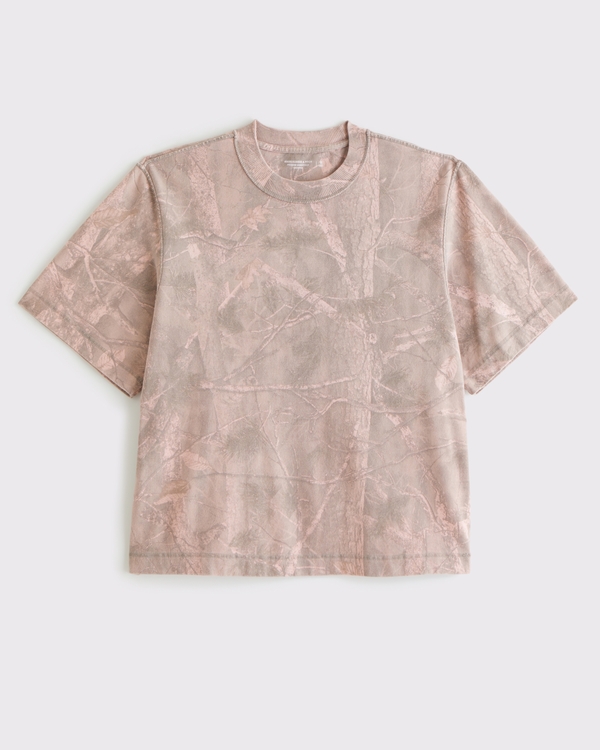 Premium Heavyweight Cropped Tee, Light Pink Camo view 1