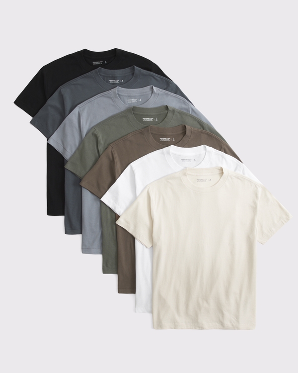 7-Pack Relaxed Essential Tees, Beige Multipack view 1