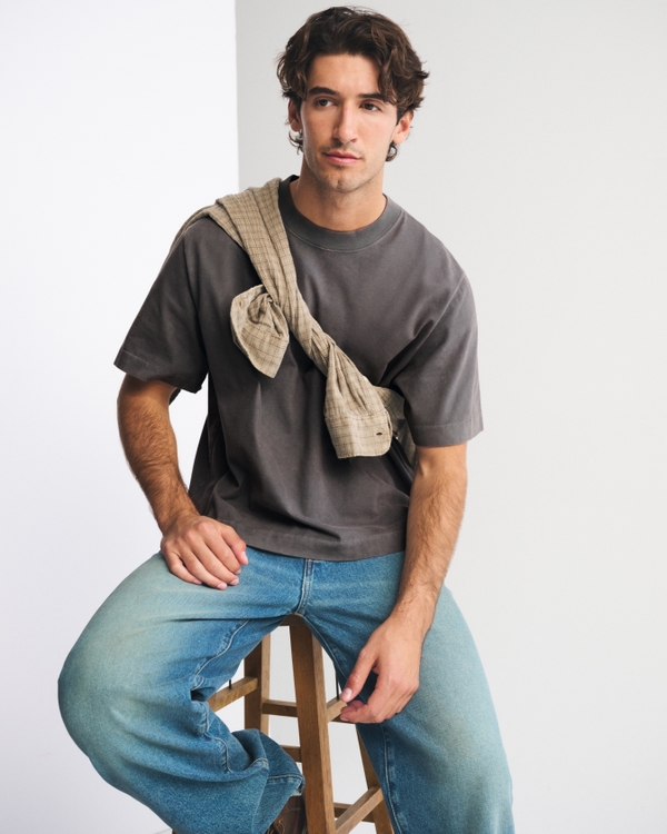 Premium Heavyweight Cropped Tee, Dark Gray view 1