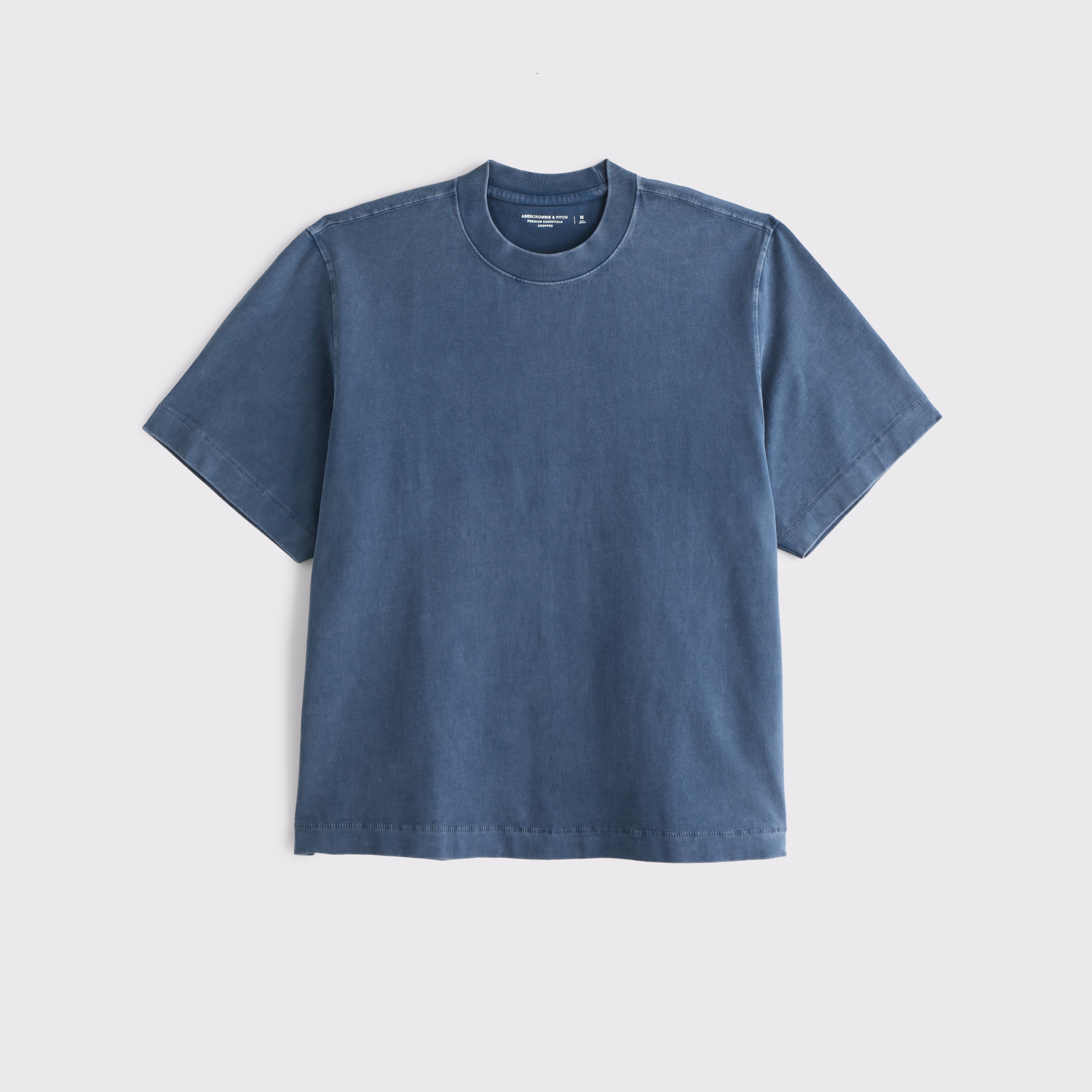Abercrombie & Fitch Premium Heavyweight Cropped Tee In Blue