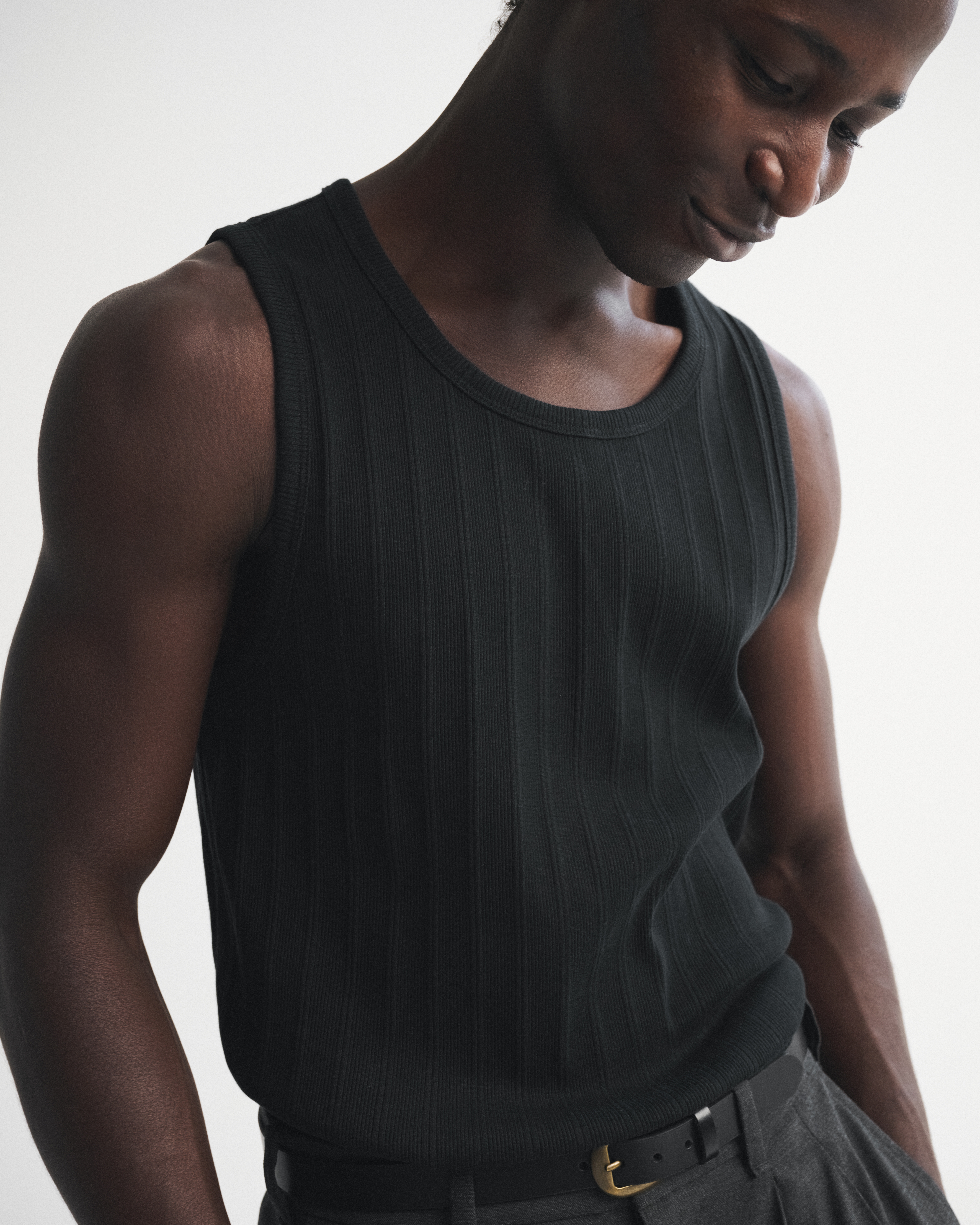 Abercrombie & Fitch Premium Ribbed Tank In Black