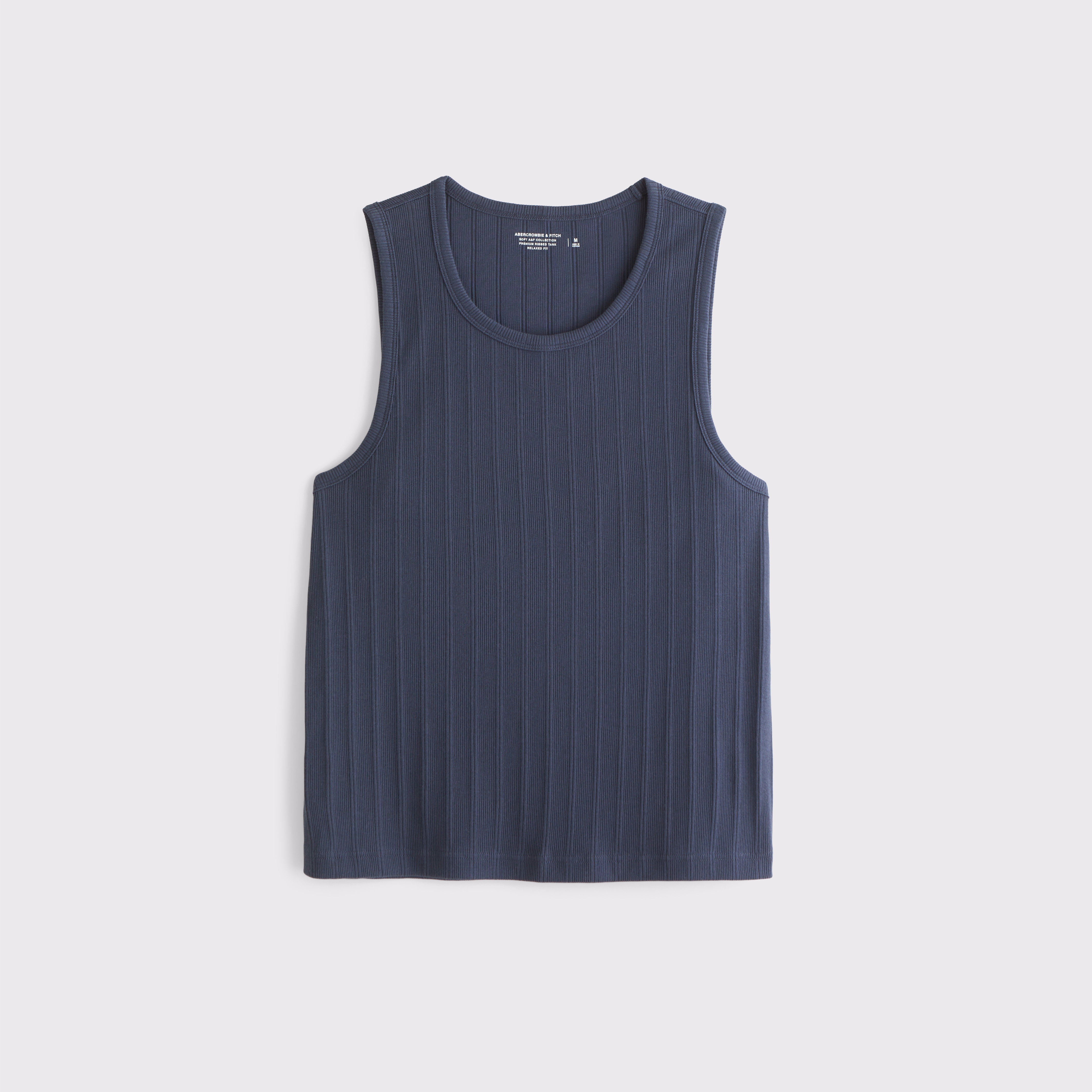 Abercrombie & Fitch Premium Ribbed Tank In Blue