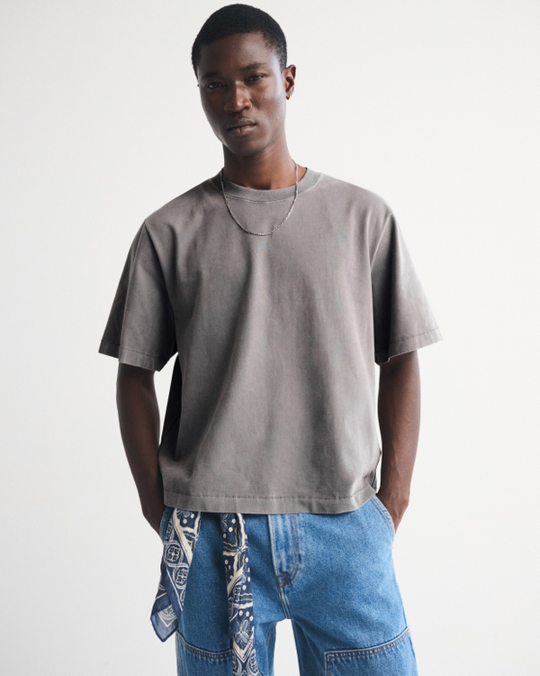 Premium Heavyweight Cropped Tee, Gray Wash view 1