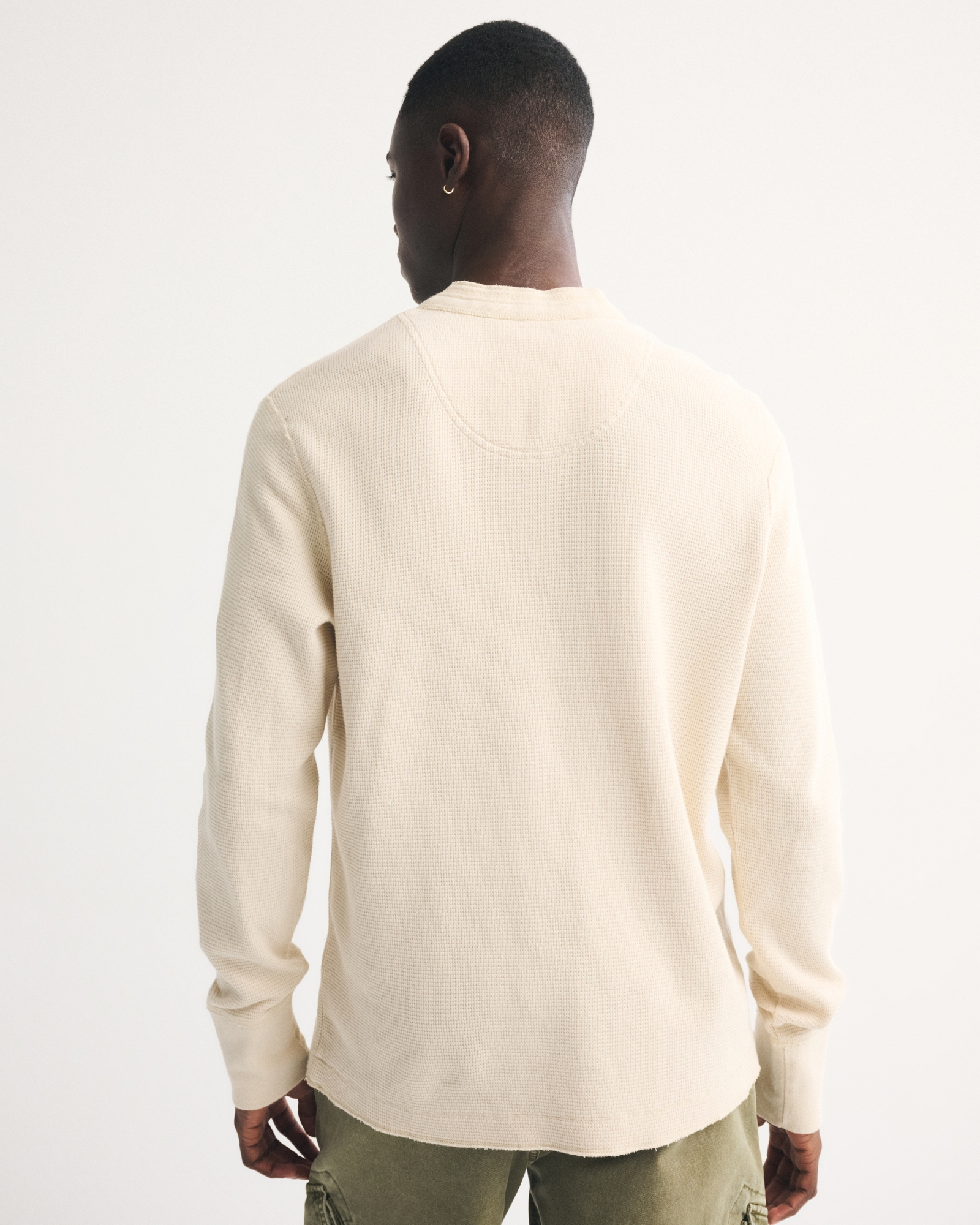 Long-Sleeve Micro-Waffle Henley