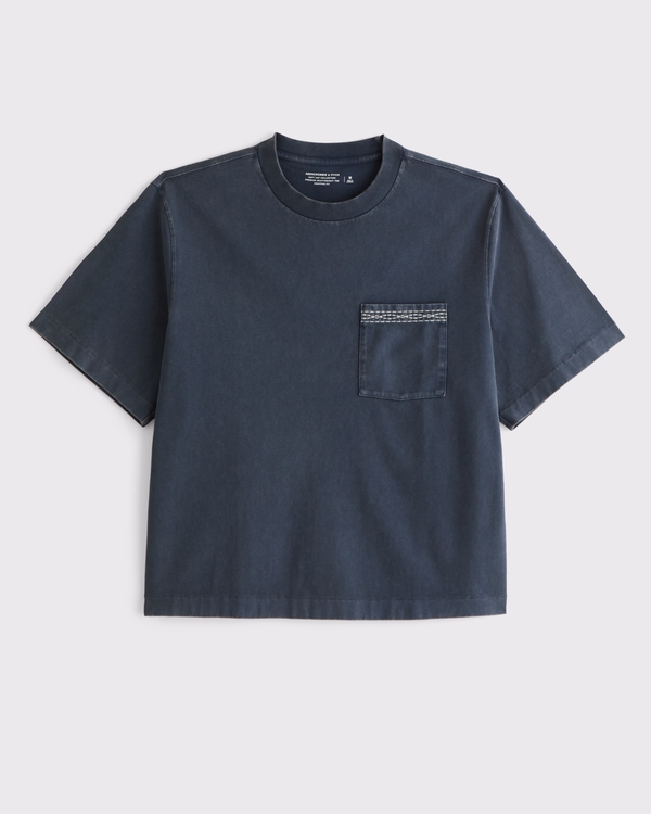 Premium Heavyweight Cropped Tee, Navy view 1