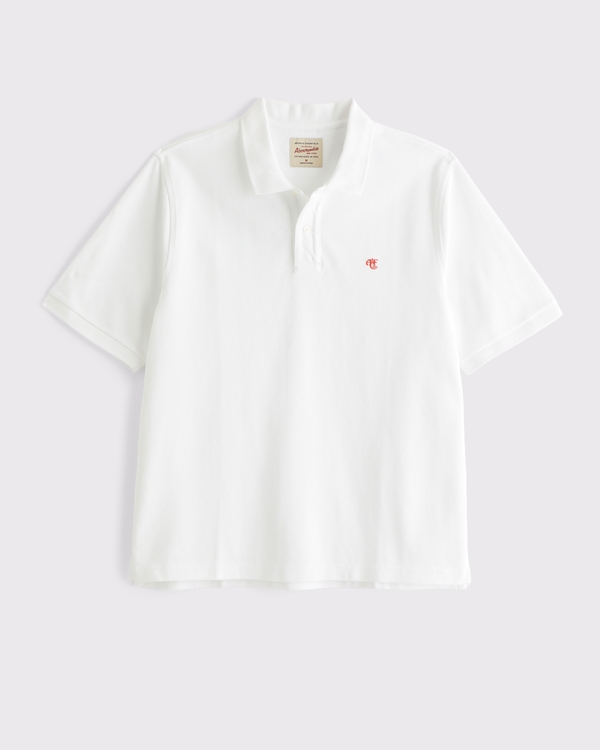 100% Cotton Pique Signature Icon Polo, White view 1