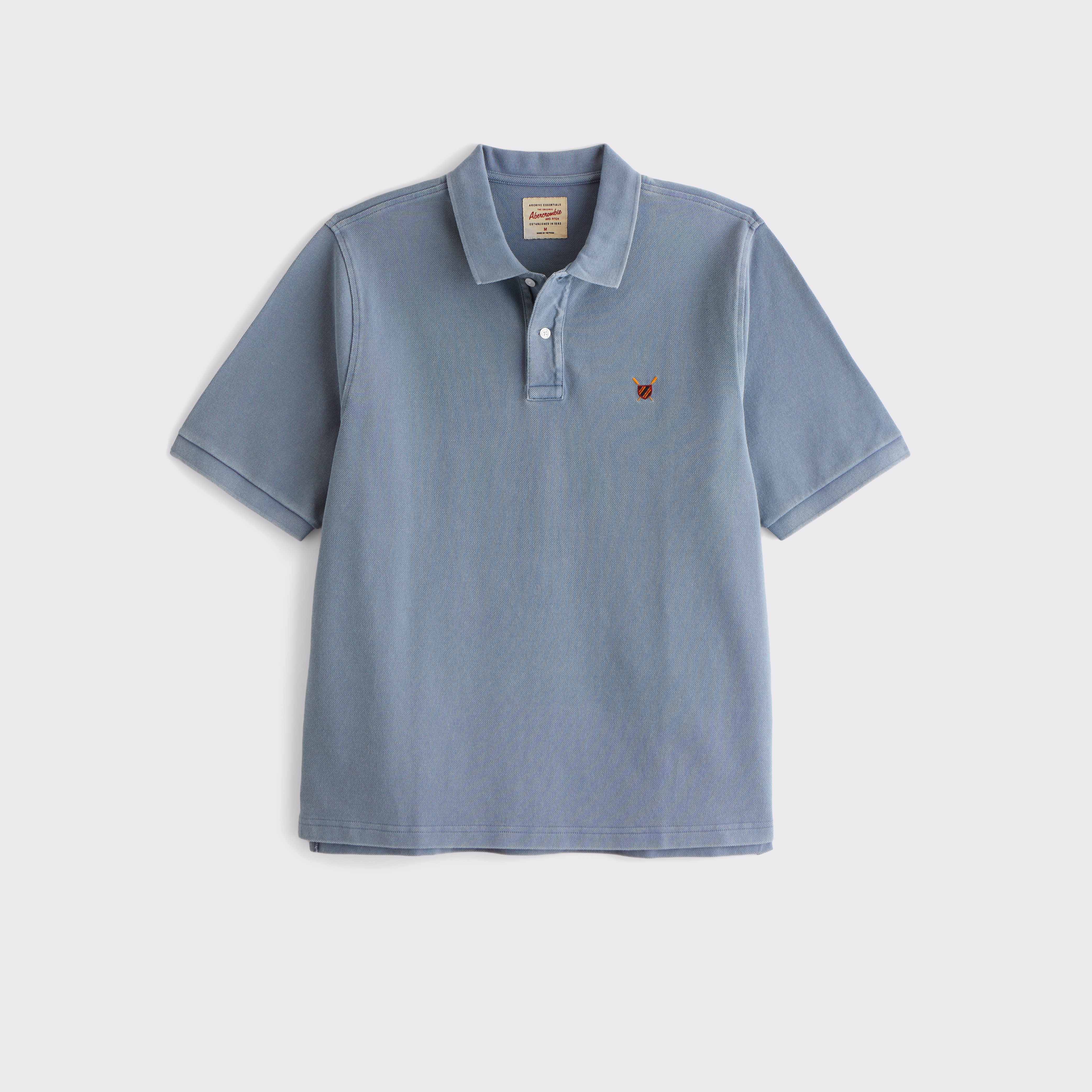 Мужское поло Abercrombie & Fitch 100% Cotton Pique Logo Polo, цвет: Холодный сланцевый варёный — фото 1