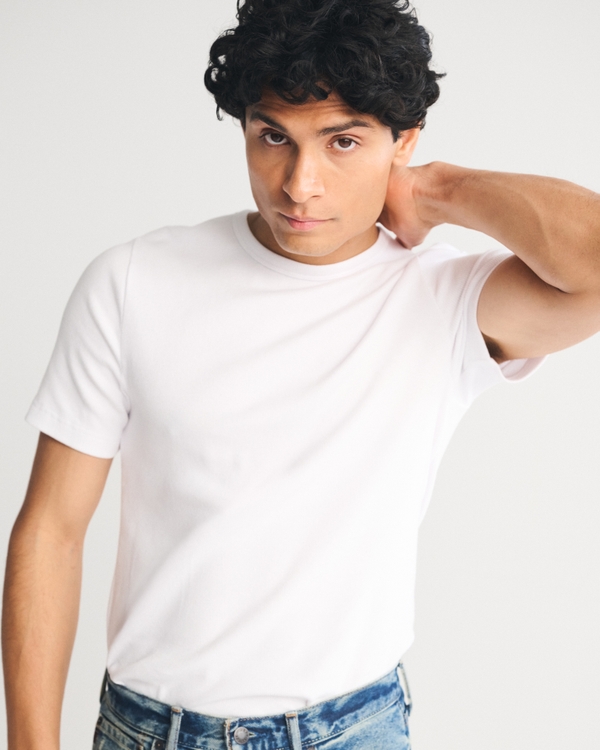 Essential Slim Ribbed Tee, White view 1