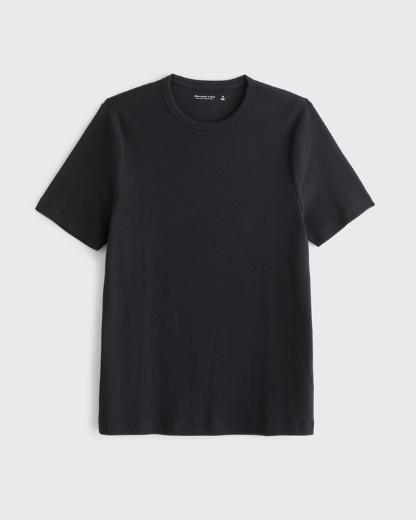 Essential Slim Ribbed Tee, Black view 1