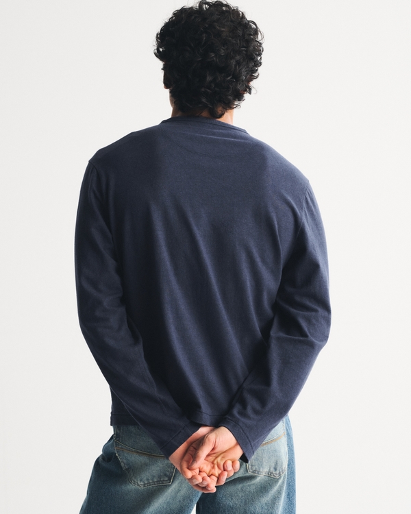 Long-Sleeve Linen-Blend Henley