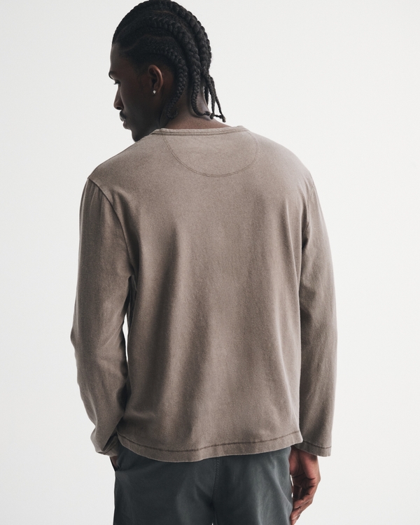 Long-Sleeve Linen-Blend Henley