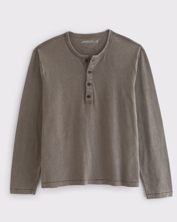 Long-Sleeve Linen-Blend Henley