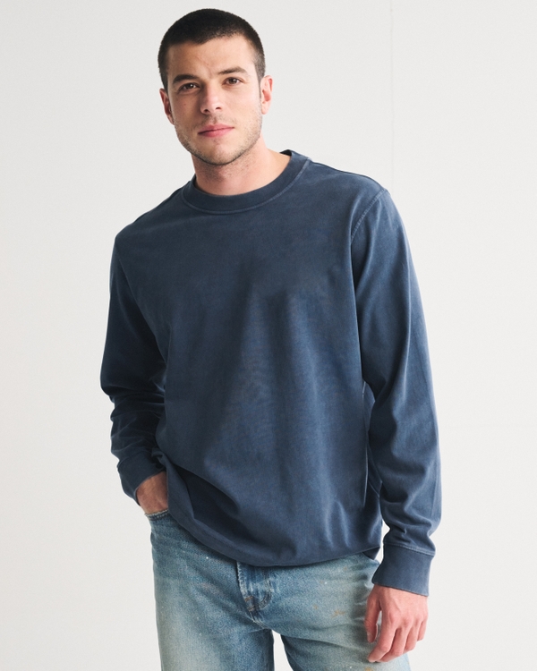 Long-Sleeve Premium Heavyweight 2.0 Tee, Dark Blue view 1