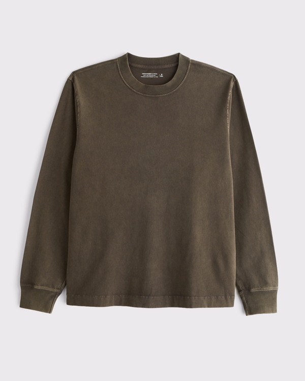 Long-Sleeve Premium Heavyweight 2.0 Tee, Brown Wash view 1