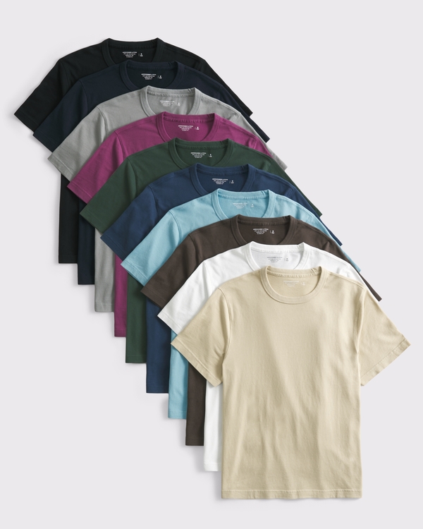 10-Pack Classic Essential Tees, Pale Khaki Multicolor view 1