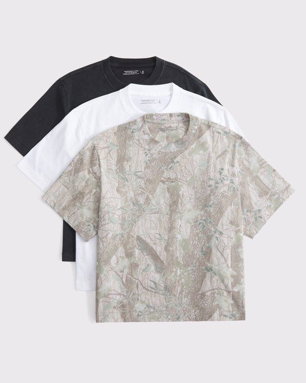 3-Pack Premium Heavyweight Cropped Tees, Camo Multicolor view 1