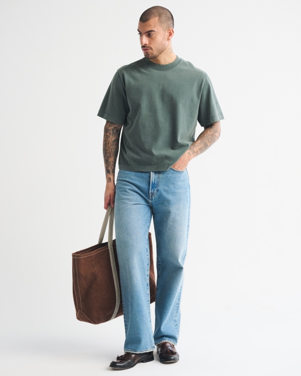 Premium Heavyweight Cropped Tee, Forest Teal Wash view 2