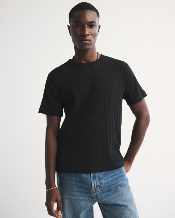 Premium Ribbed Tee, Black view 1