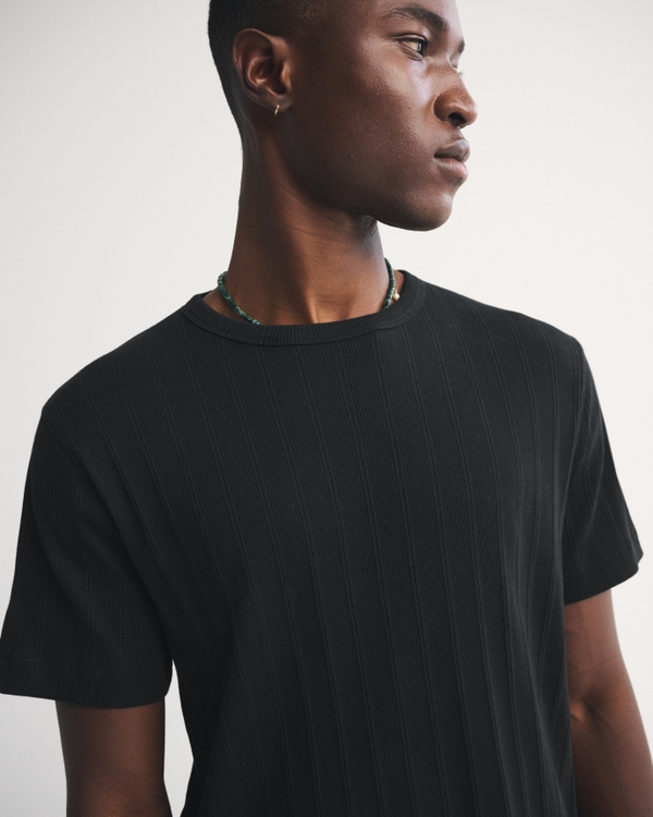 Premium Ribbed Tee, Black view 2