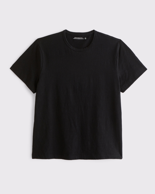 Linen-Blend Tee, Black view 1