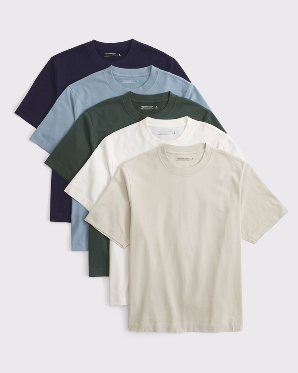 5-Pack Premium Heavyweight 2.0 Tees, Oatmeal Multipack view 1