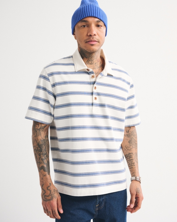 Premium Heavyweight Polo, White Stripe view 1