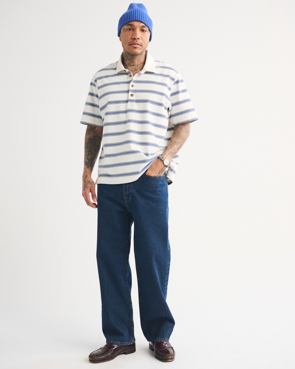 Premium Heavyweight Polo, White Stripe view 2