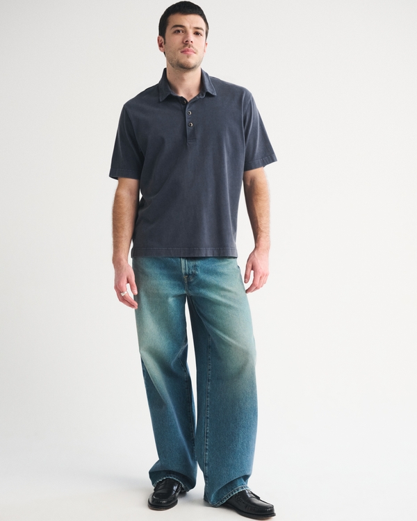 Premium Heavyweight Polo, Navy Wash view 2