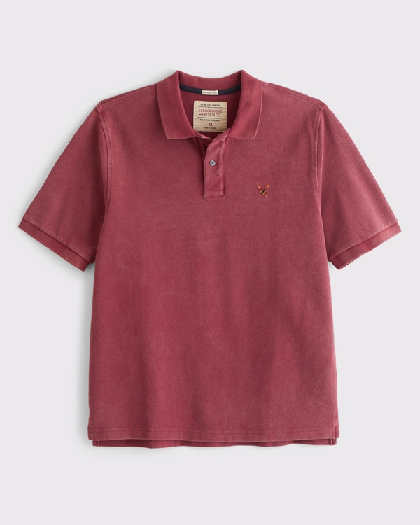 100% Cotton Icon Pique Polo, Red Wash view 1