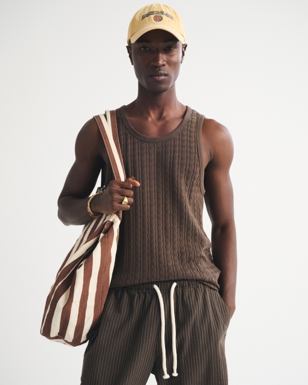 Pointelle Tank, Chocolate Brown view 1