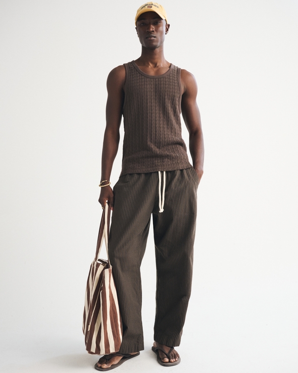 Pointelle Tank, Chocolate Brown view 2